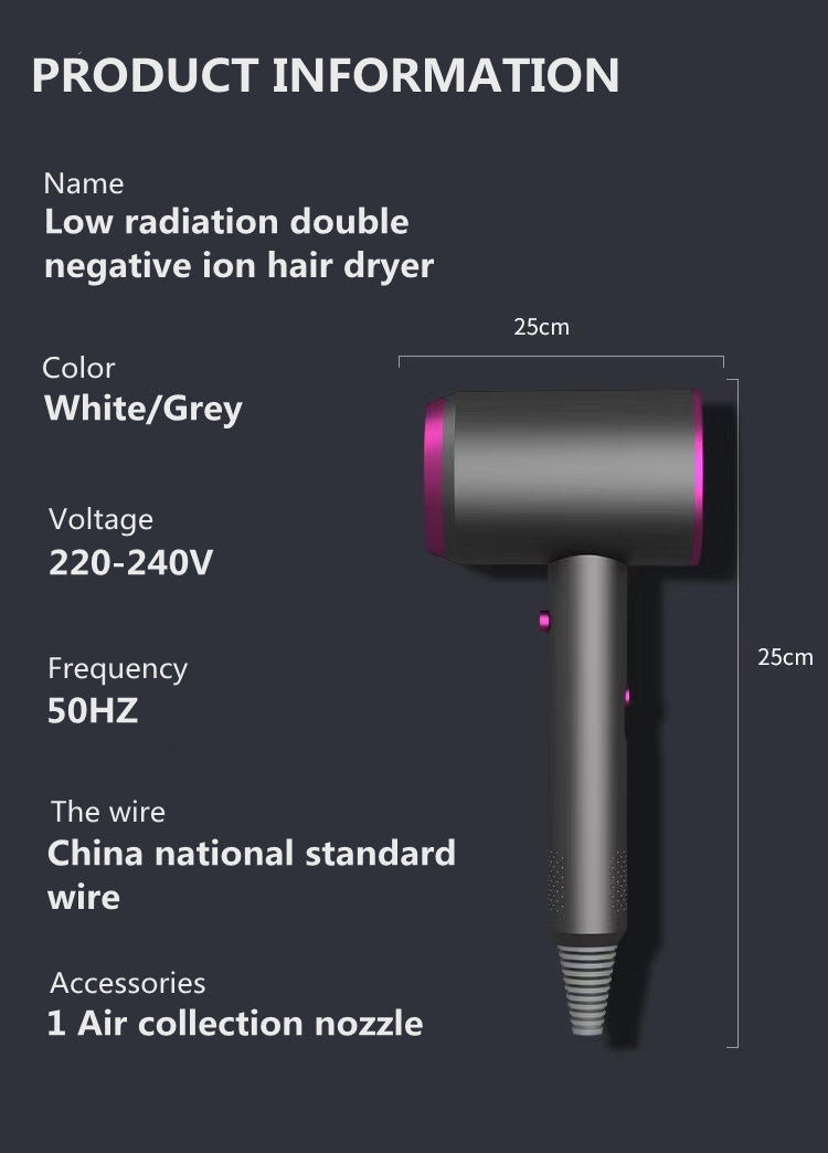 Portable Low Radiation Double Anion Hair Dryer with Concentrator Blow Hair Dryer