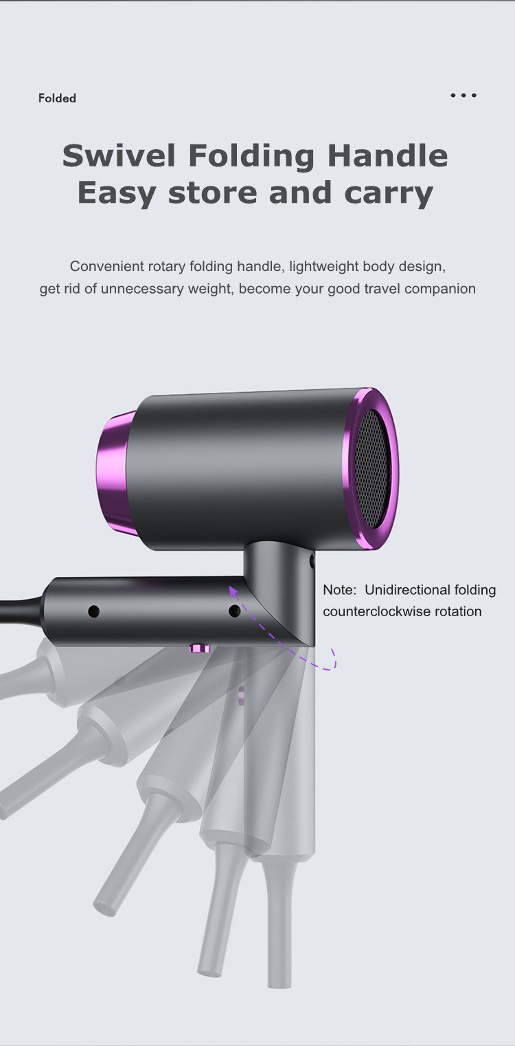 3 Gears Foldable Hair Dryer Low Radiation Anion Household Hotel Salon Travel Portable Blow Dryer