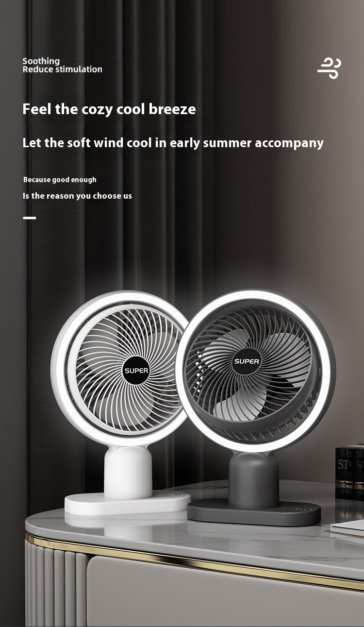 Desktop Rechargeable Mini Portable Night Light Fan for Household