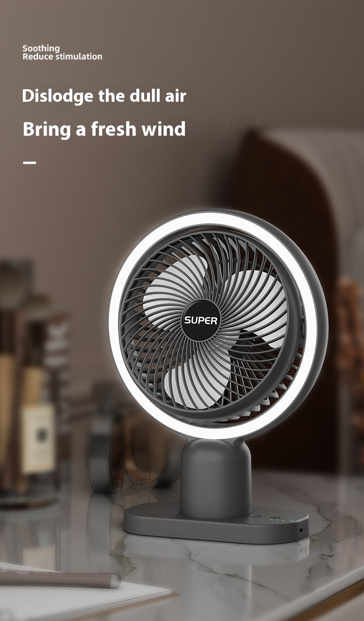 Desktop Rechargeable Mini Portable Night Light Fan for Household